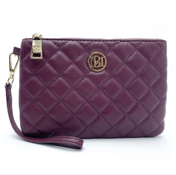 Badgley Mischka-Quilted Logo Wristlet-Clutch (Plum 💜) - Picture 1 of 5